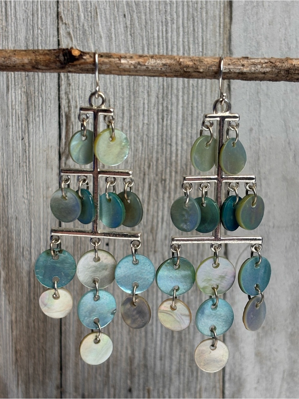 Mother-of-Pearl Tiered Chandelier Earrings